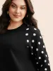 Polka Dot Crew Neck Raglan Sleeve Pullover sold by Bloomchic