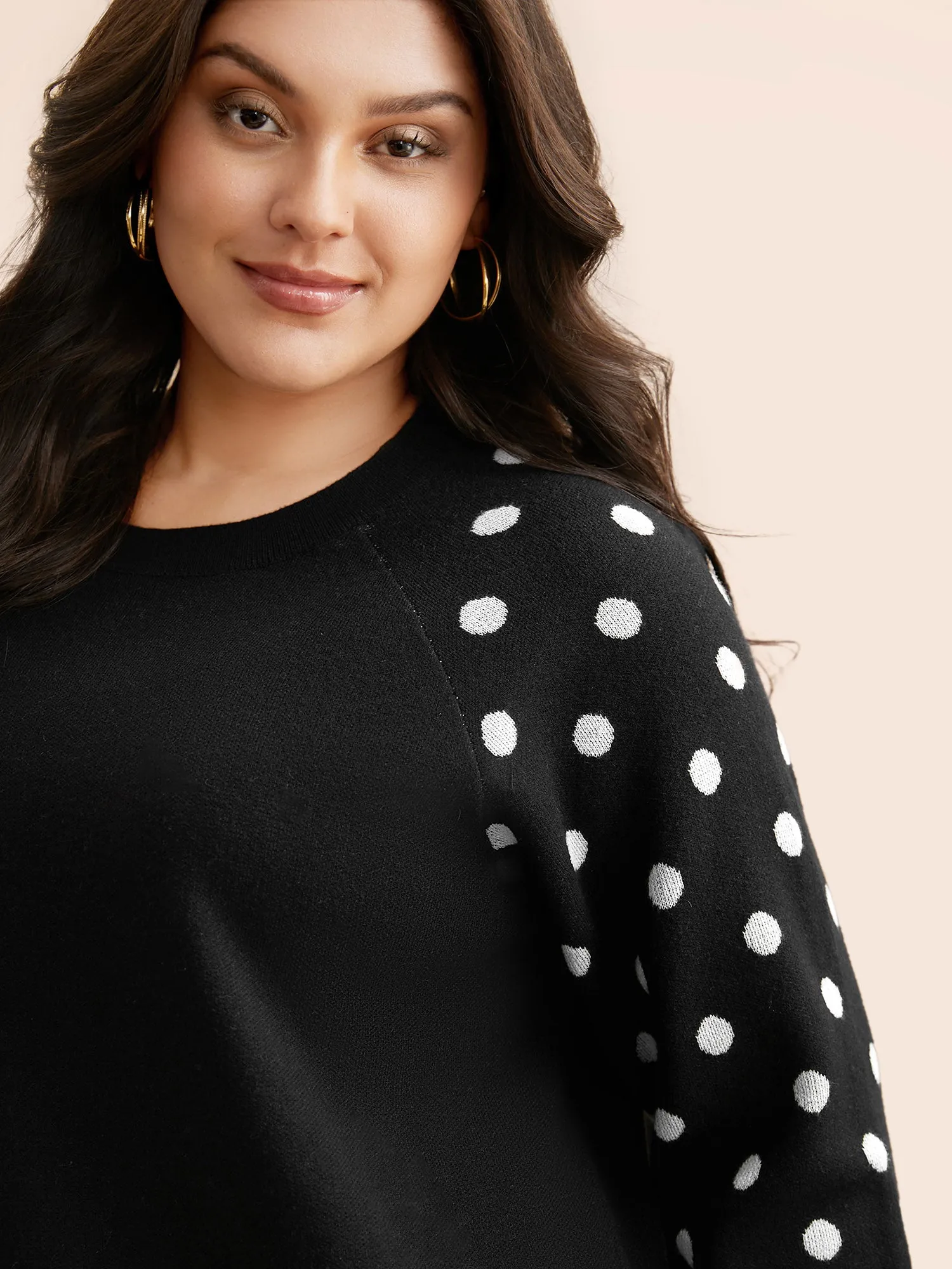 Polka Dot Crew Neck Raglan Sleeve Pullover sold by Bloomchic product image thumbnail 5