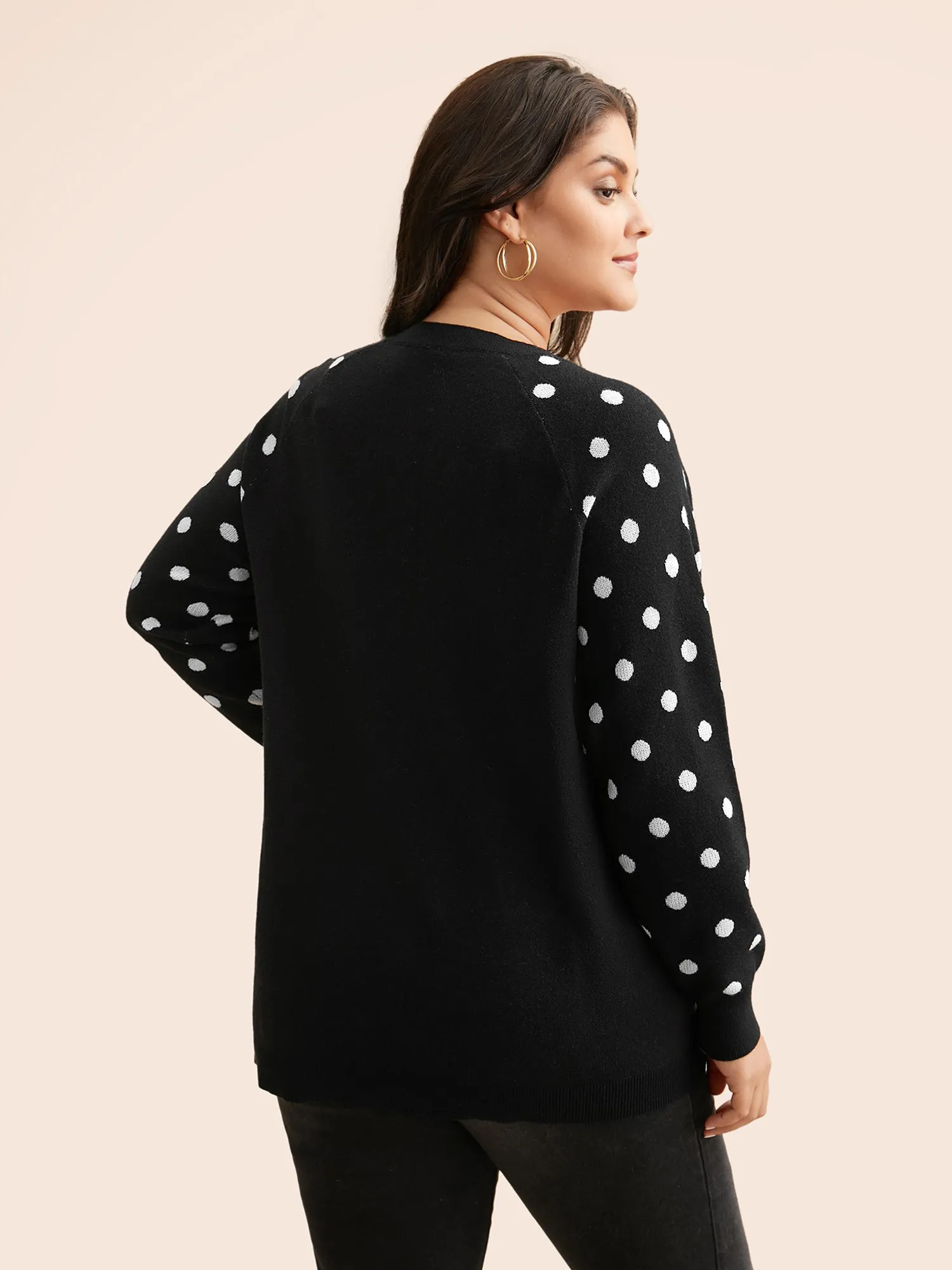Polka Dot Crew Neck Raglan Sleeve Pullover sold by Bloomchic product image thumbnail 2