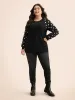Polka Dot Crew Neck Raglan Sleeve Pullover sold by Bloomchic