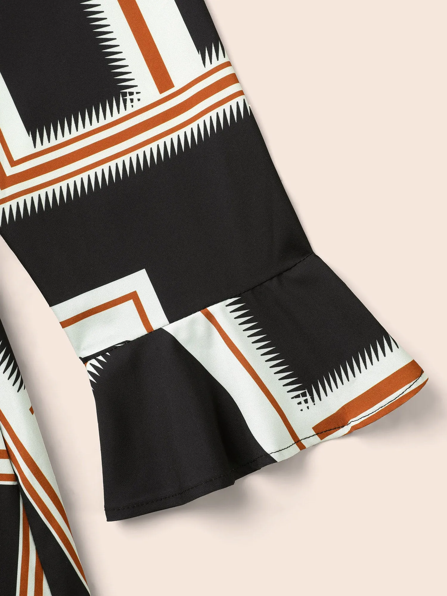 Notched Collar Geometric Contrast Belted Dress sold by Bloomchic product image thumbnail 5