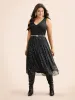 V Neck Glitter Patchwork Tank Dress sold by Bloomchic