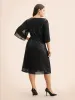 Sequin Mesh Patchwork Petal Sleeve Dress sold by Bloomchic