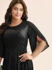 Sequin Mesh Patchwork Petal Sleeve Dress sold by Bloomchic
