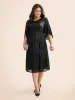 Sequin Mesh Patchwork Petal Sleeve Dress sold by Bloomchic