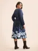 Boho Print Belted Lantern Sleeve Dress sold by Bloomchic