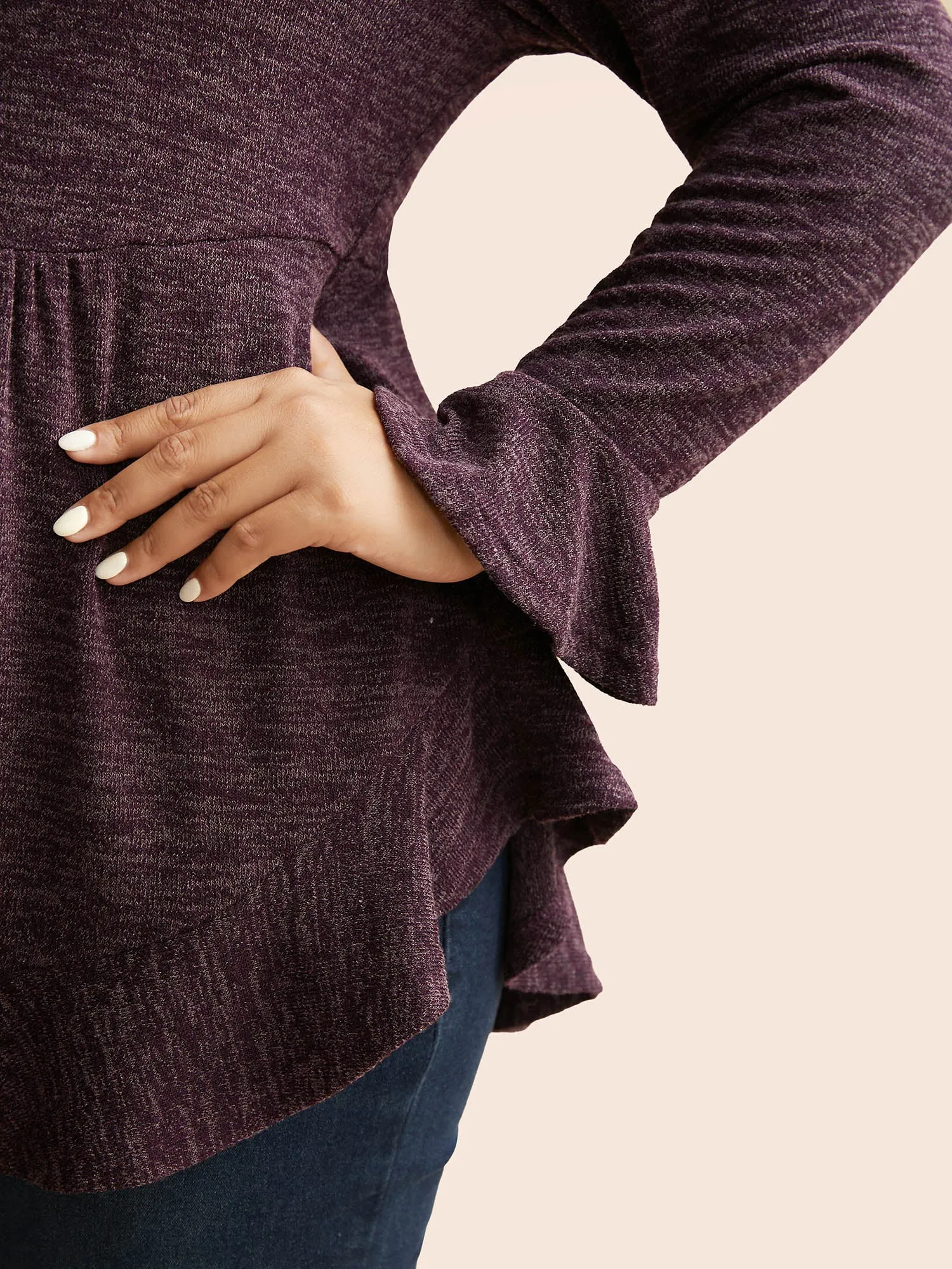 Heather Ruffle Sleeve Arc Hem Jersey Top sold by Bloomchic product image thumbnail 4