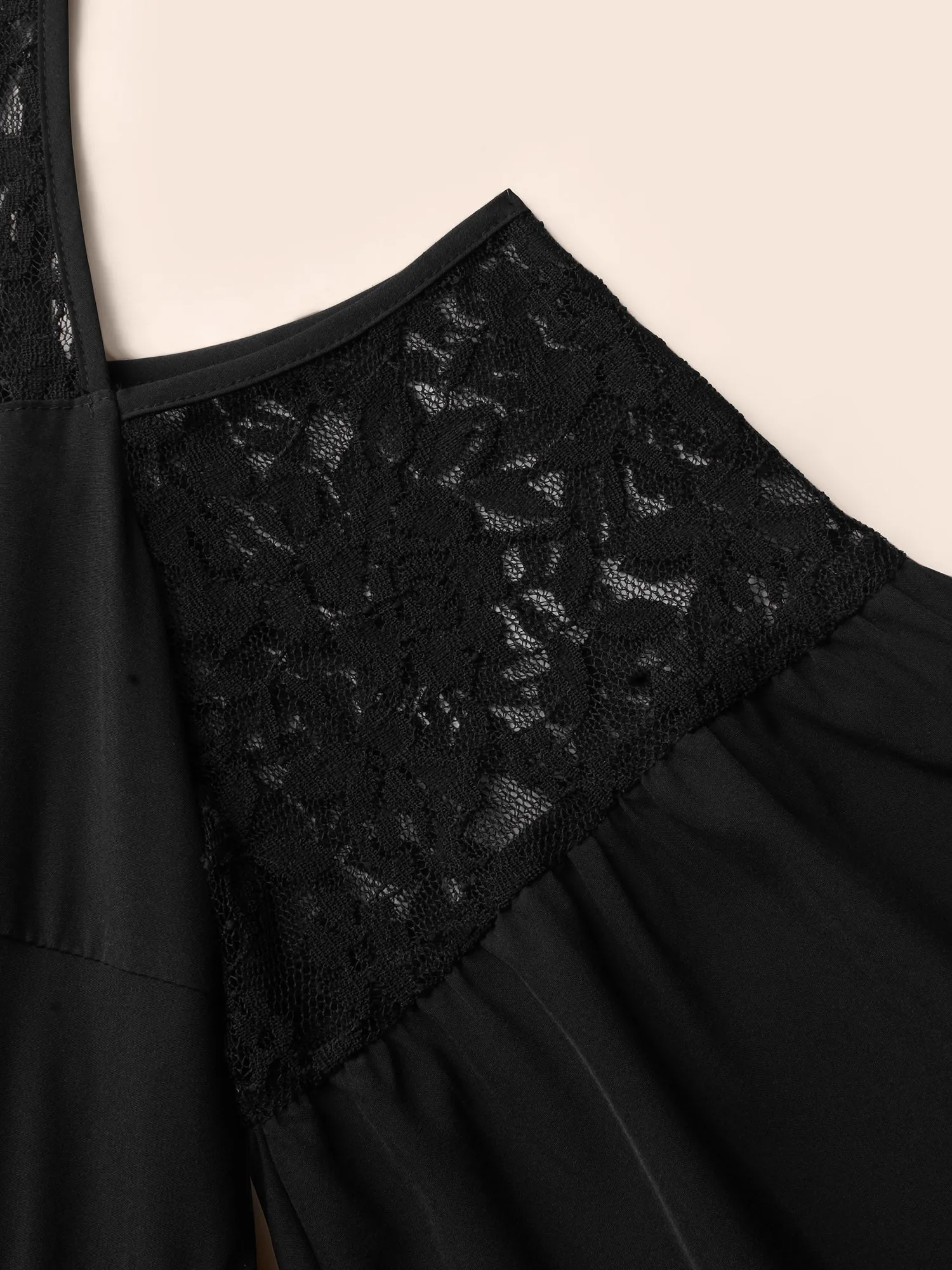 Crochet Lace Mesh Ruffle Sleeve Dress sold by Bloomchic product image thumbnail 5