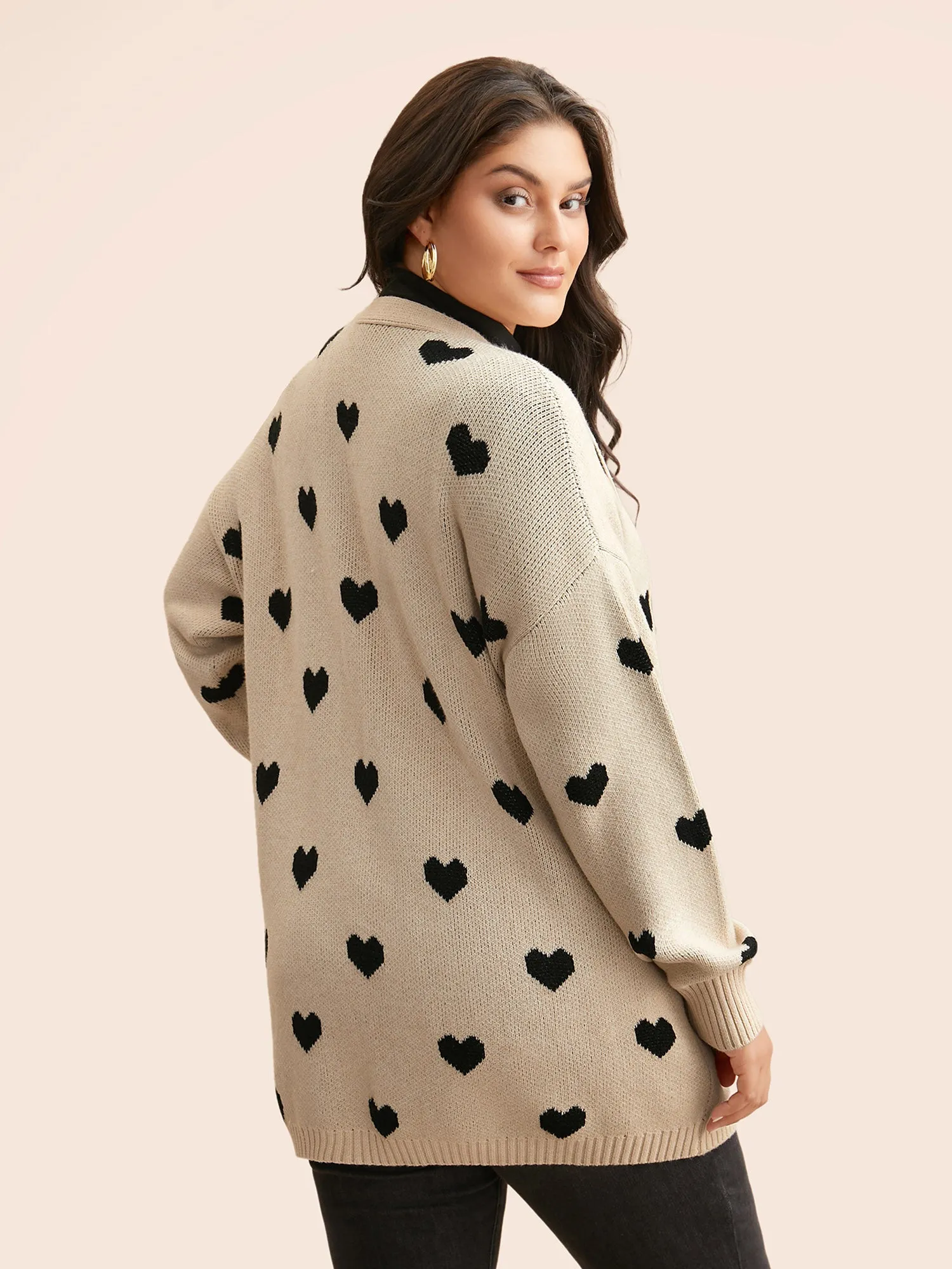 Heart-shaped Pattern Patch Pocket Cardigan sold by Bloomchic product image thumbnail 2