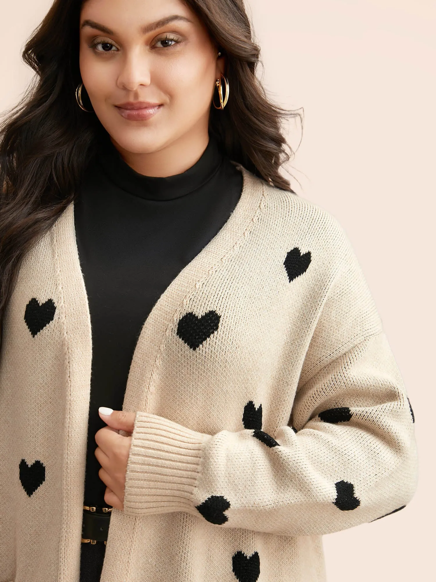 Heart-shaped Pattern Patch Pocket Cardigan sold by Bloomchic product image thumbnail 5