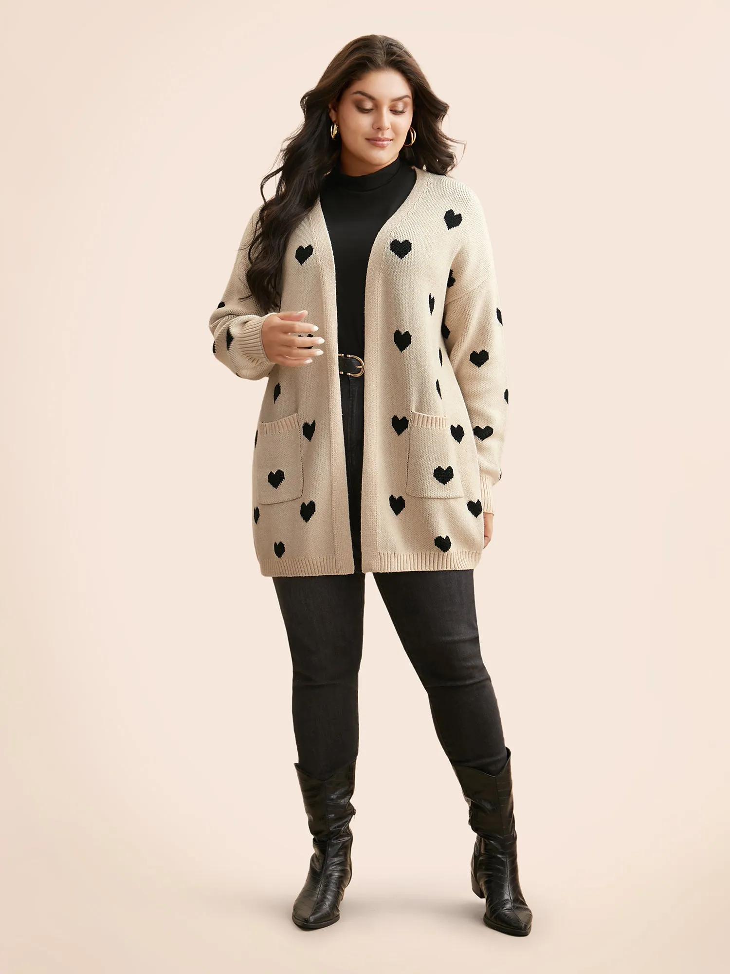 Heart-shaped Pattern Patch Pocket Cardigan sold by Bloomchic product image thumbnail 4