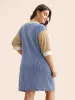 Texture Contrast Patchwork Patched Pocket Dress sold by Bloomchic