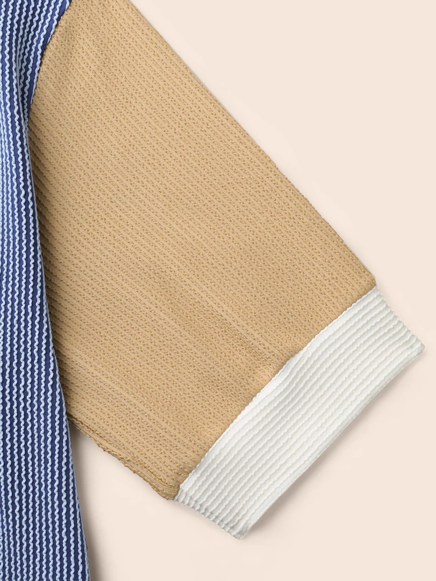 Texture Contrast Patchwork Patched Pocket Dress sold by Bloomchic product image thumbnail 5