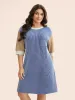 Texture Contrast Patchwork Patched Pocket Dress sold by Bloomchic