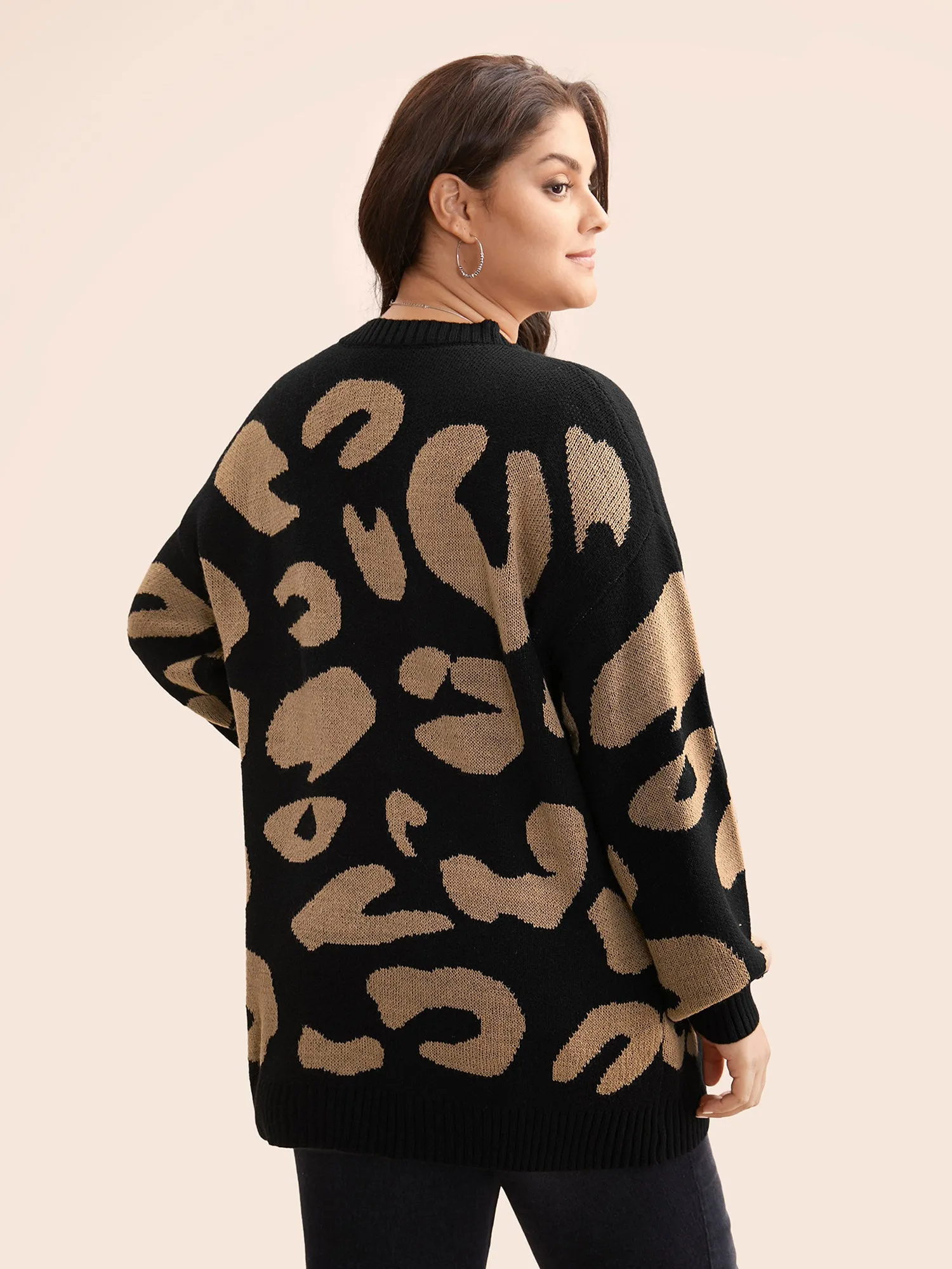 Leopard Print Drop Shoulder Sleeve Pullover sold by Bloomchic product image thumbnail 2