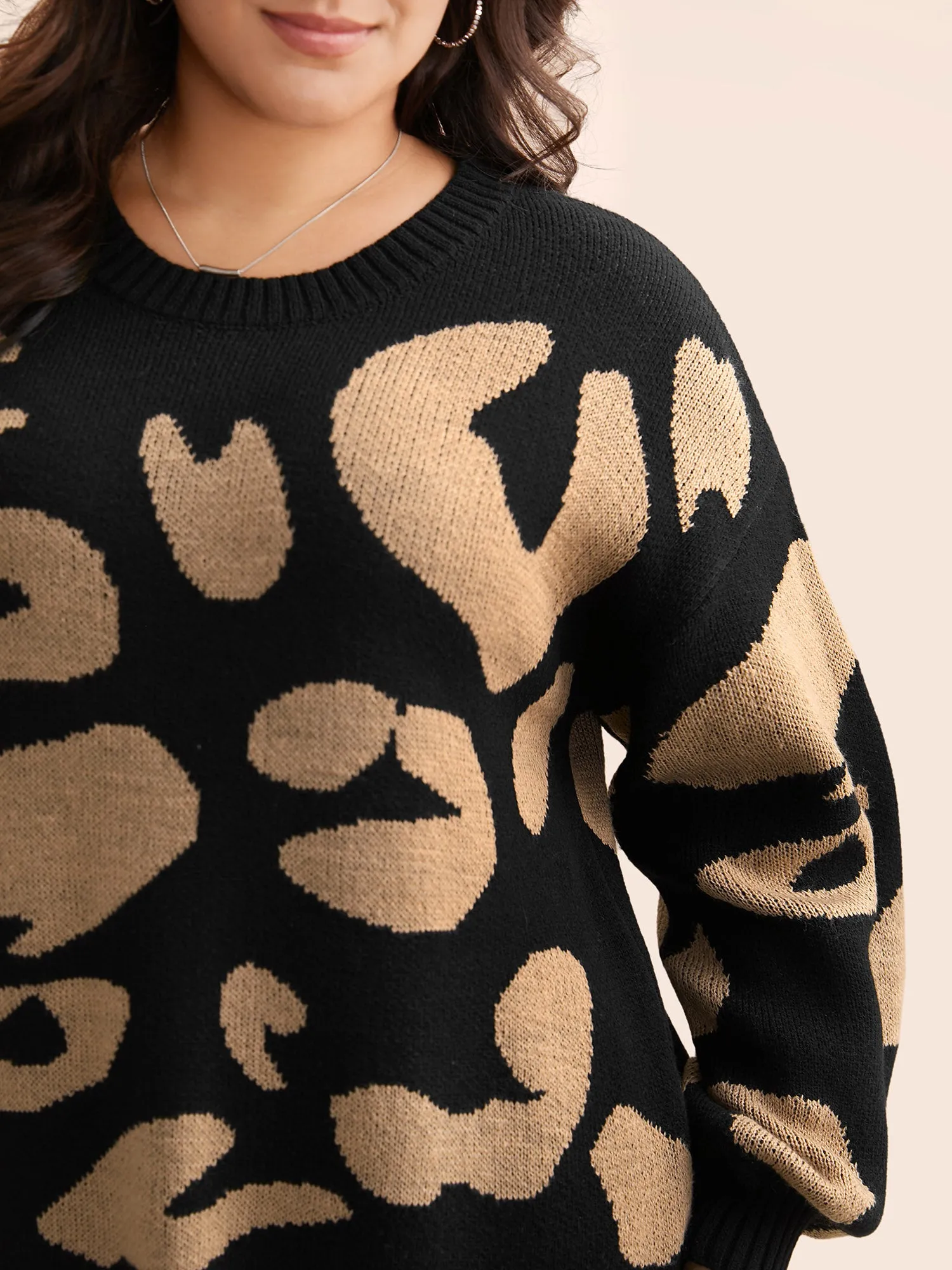 Leopard Print Drop Shoulder Sleeve Pullover sold by Bloomchic product image thumbnail 5
