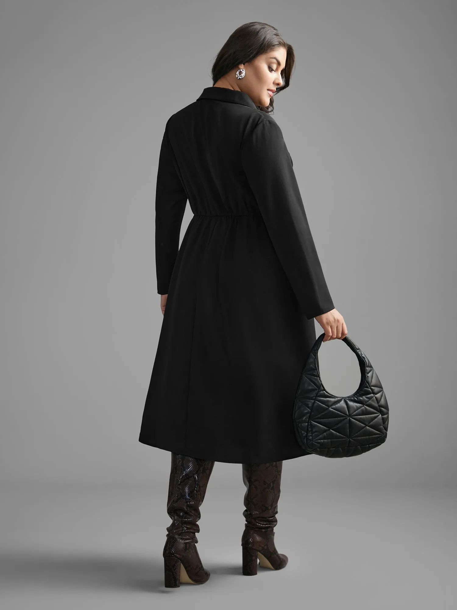 Suit Collar Metal Detail Midi Dress sold by Bloomchic product image thumbnail 5