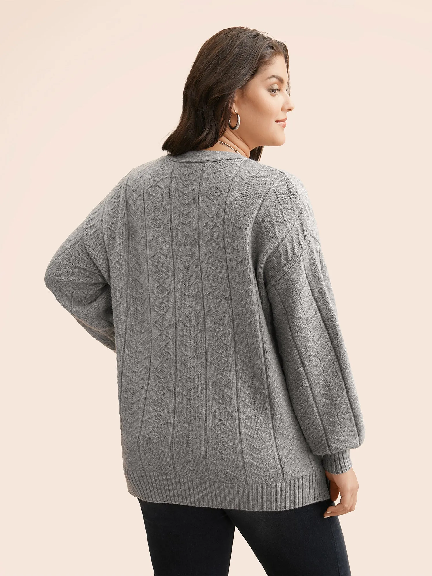 Supersoft Essentials Cable Knit Button Up Pullover sold by Bloomchic product image thumbnail 2