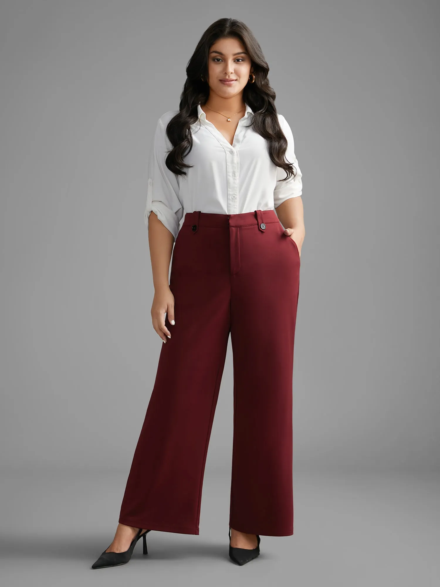 Mid Rise Buckle Detail Bootcut Pants sold by Bloomchic product image thumbnail 2