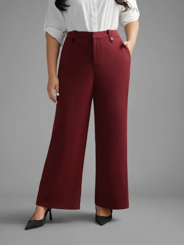 Mid Rise Buckle Detail Bootcut Pants sold by Bloomchic