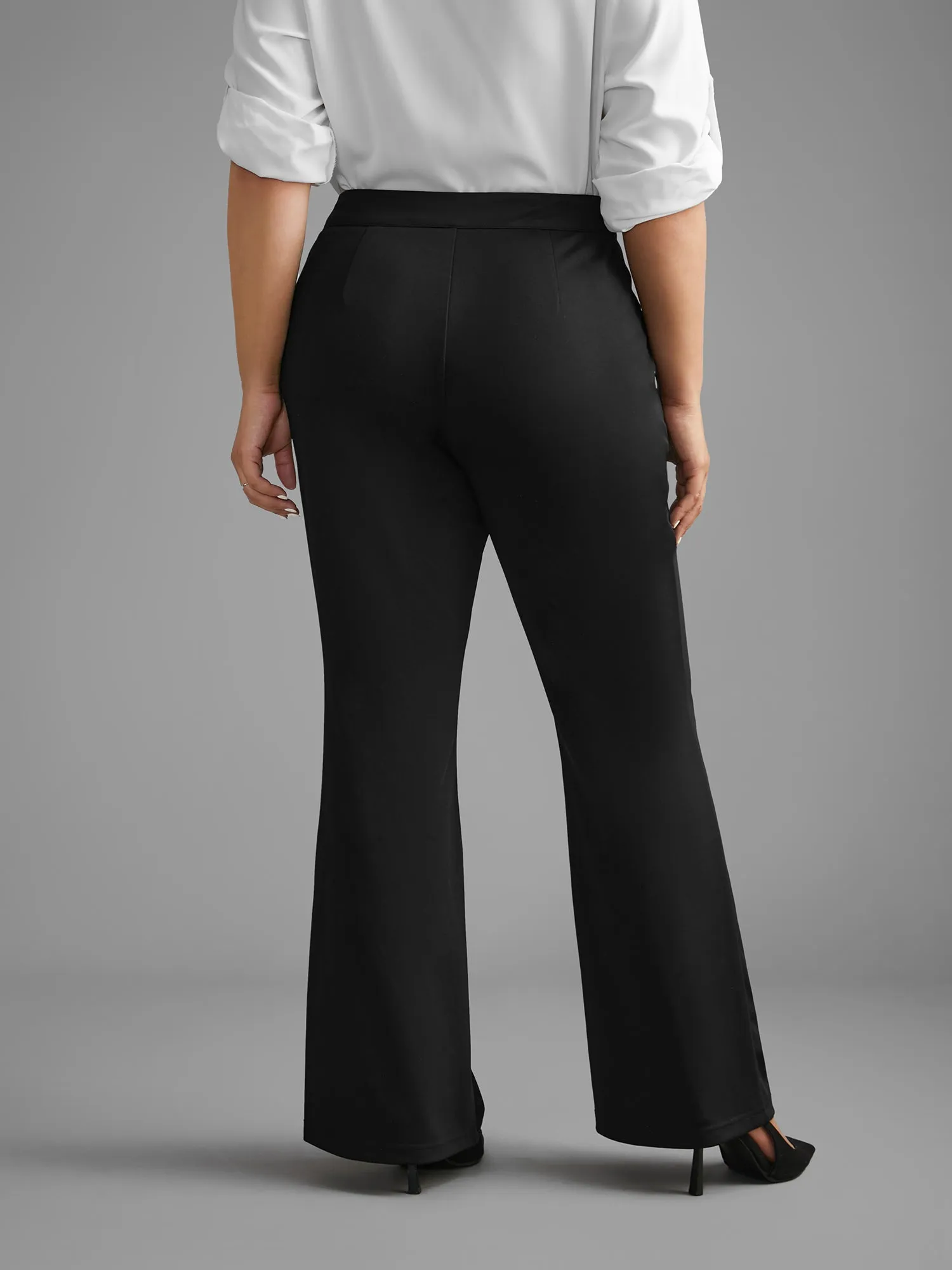 Stretchy Woven Button Detail Bootcut Pants sold by Bloomchic product image thumbnail 4