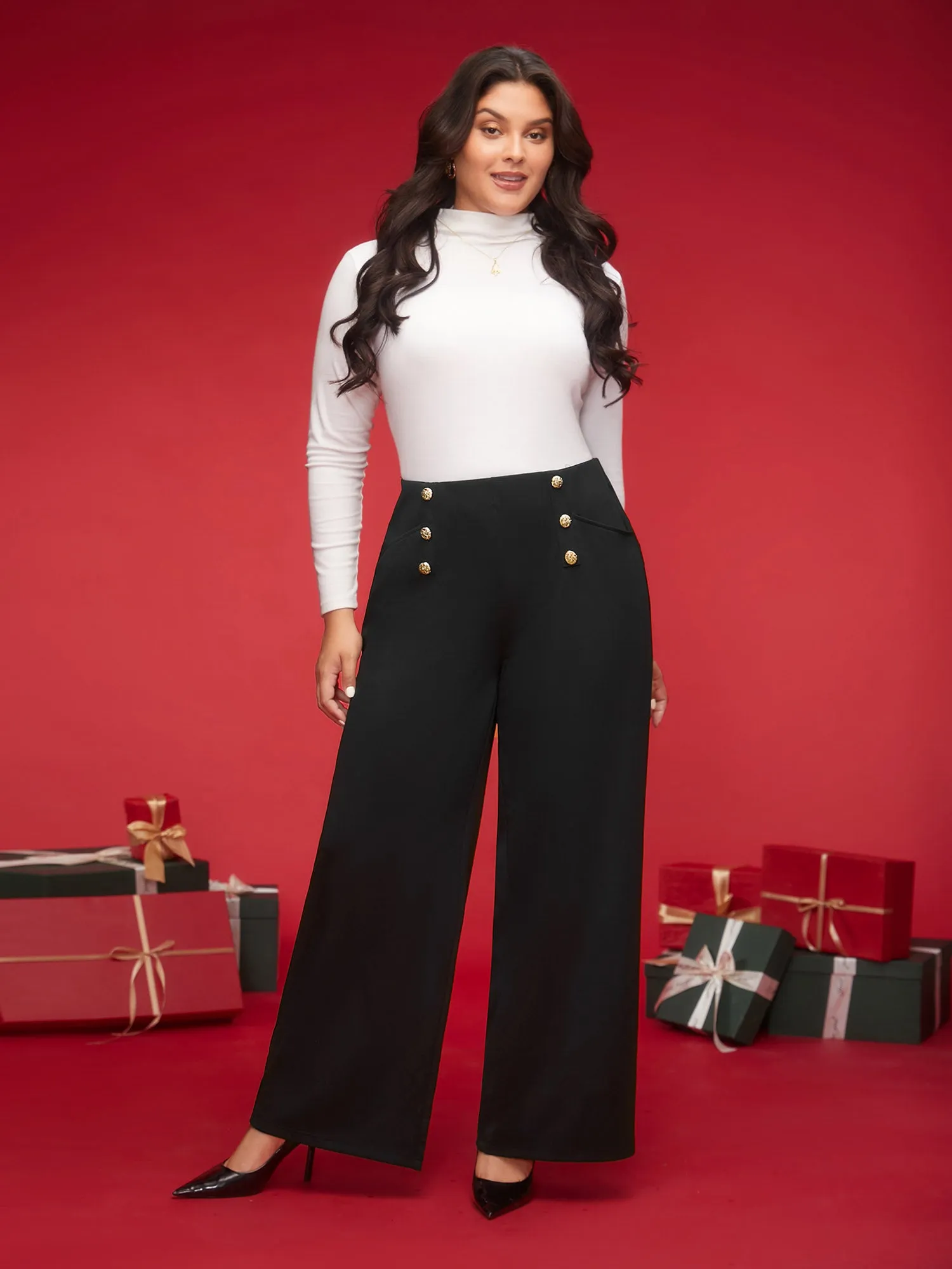 Buckle Detail Wide-Leg Pants sold by Bloomchic product image thumbnail 2