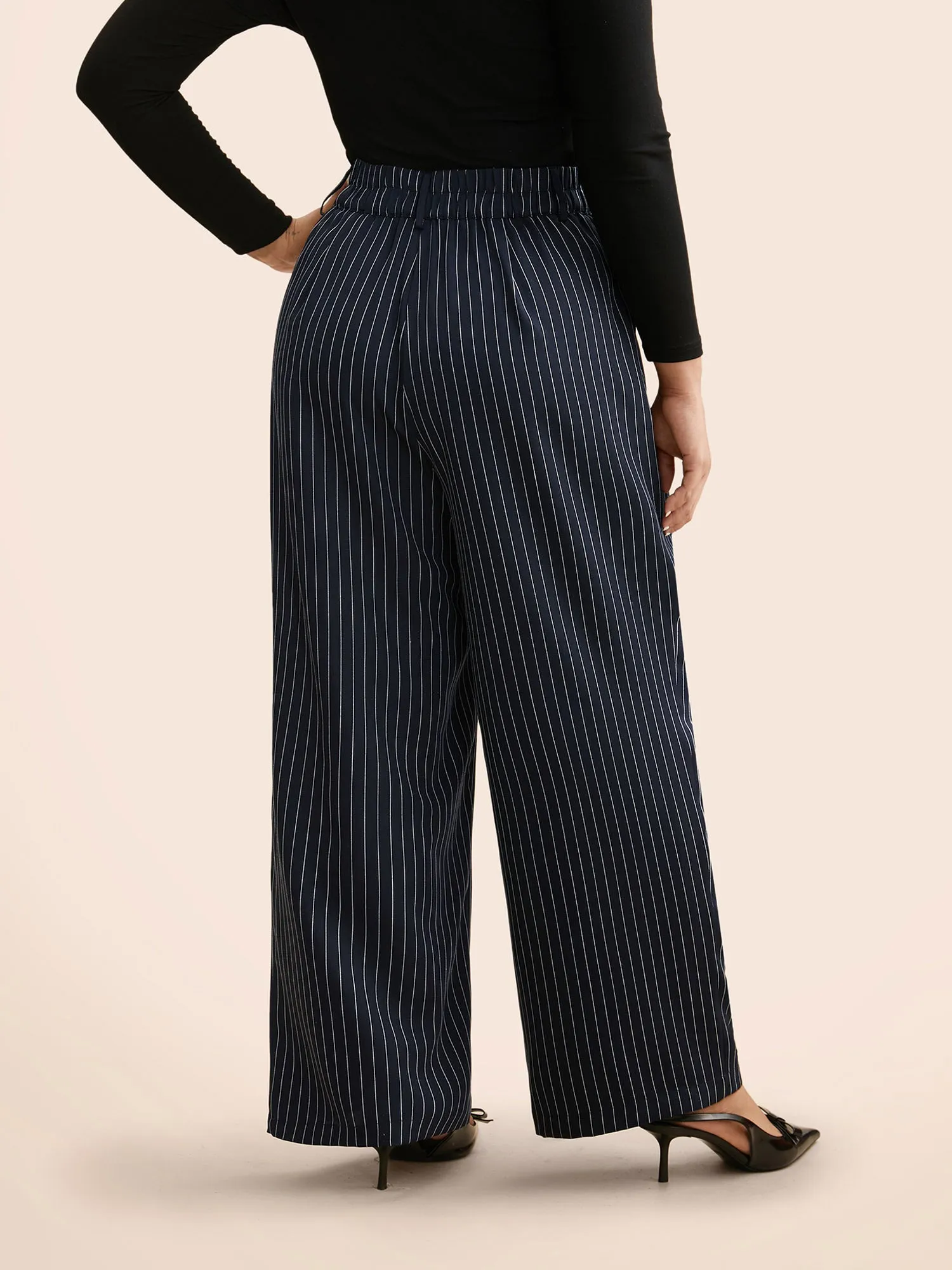 Striped Button Detail Mid Rise Wide Leg Pants sold by Bloomchic product image thumbnail 3