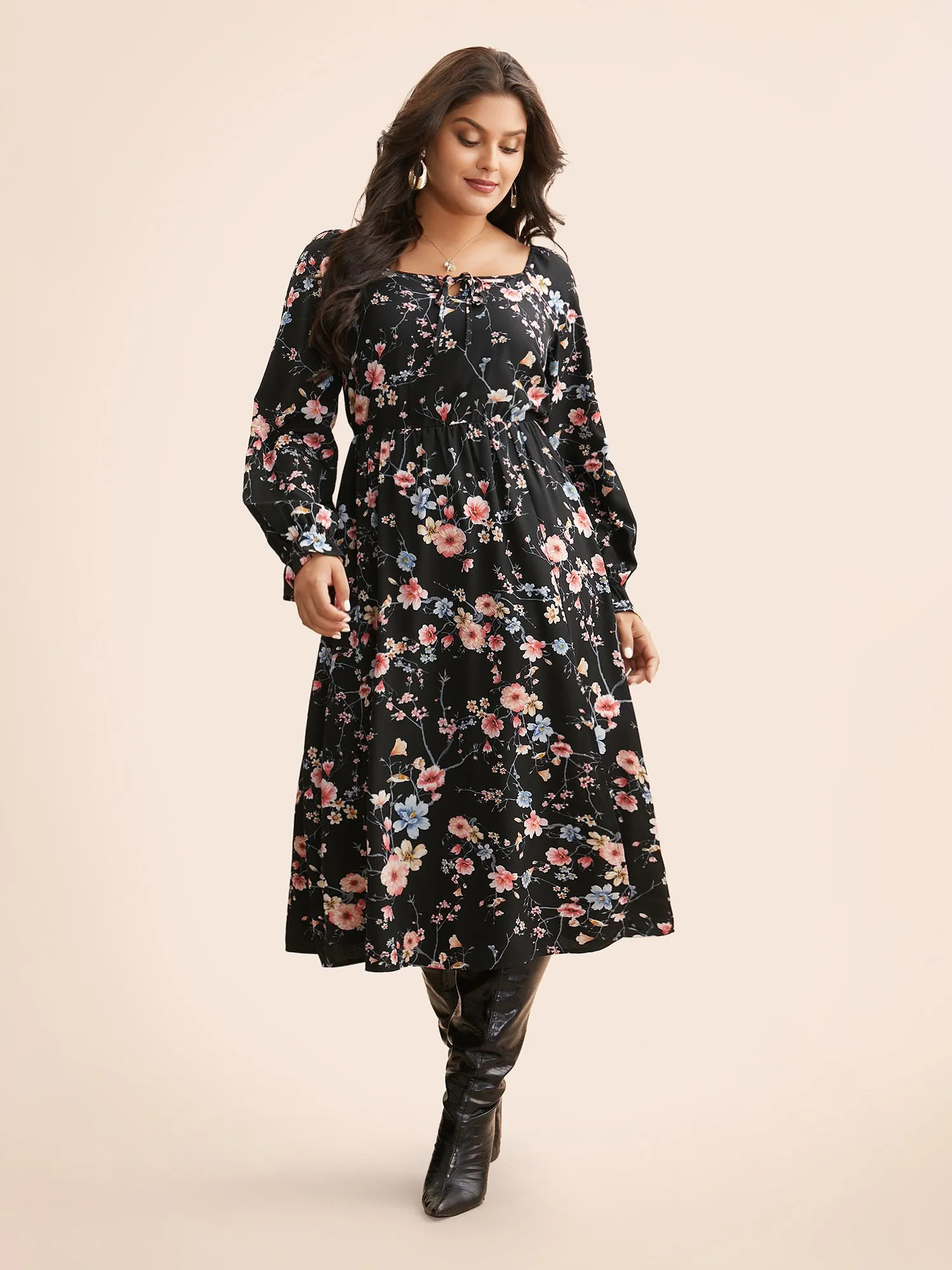 Floral Tie Knot Split Hem Dress sold by Bloomchic