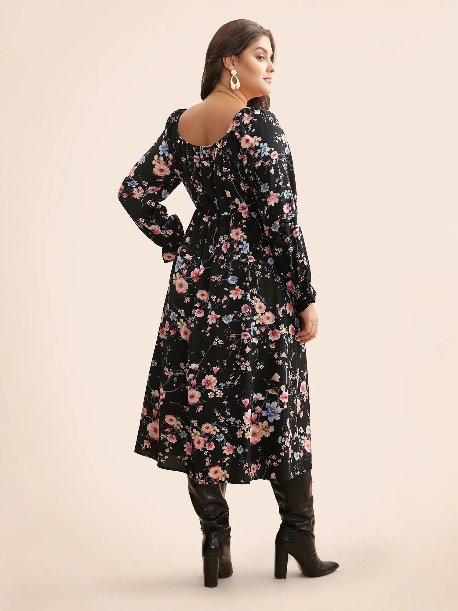 Floral Tie Knot Split Hem Dress sold by Bloomchic product image thumbnail 5