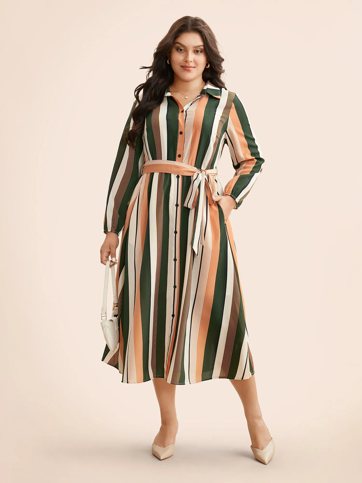 Contrast Striped Belted Midi Dress sold by Bloomchic product image thumbnail 2