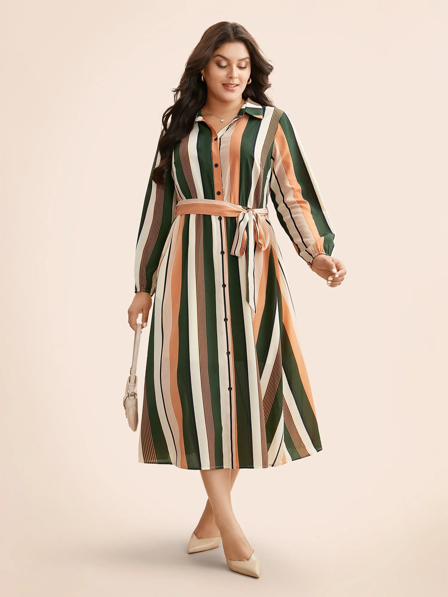 Contrast Striped Belted Midi Dress sold by Bloomchic