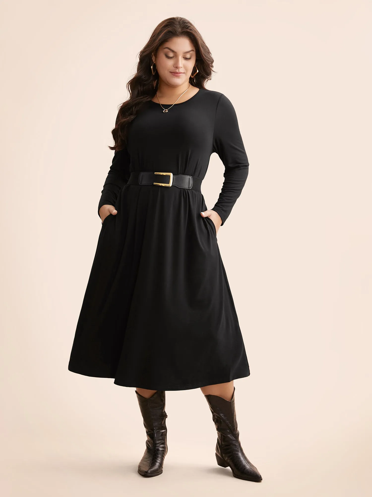 Crew Neck High Stretchy Knit Dress sold by Bloomchic