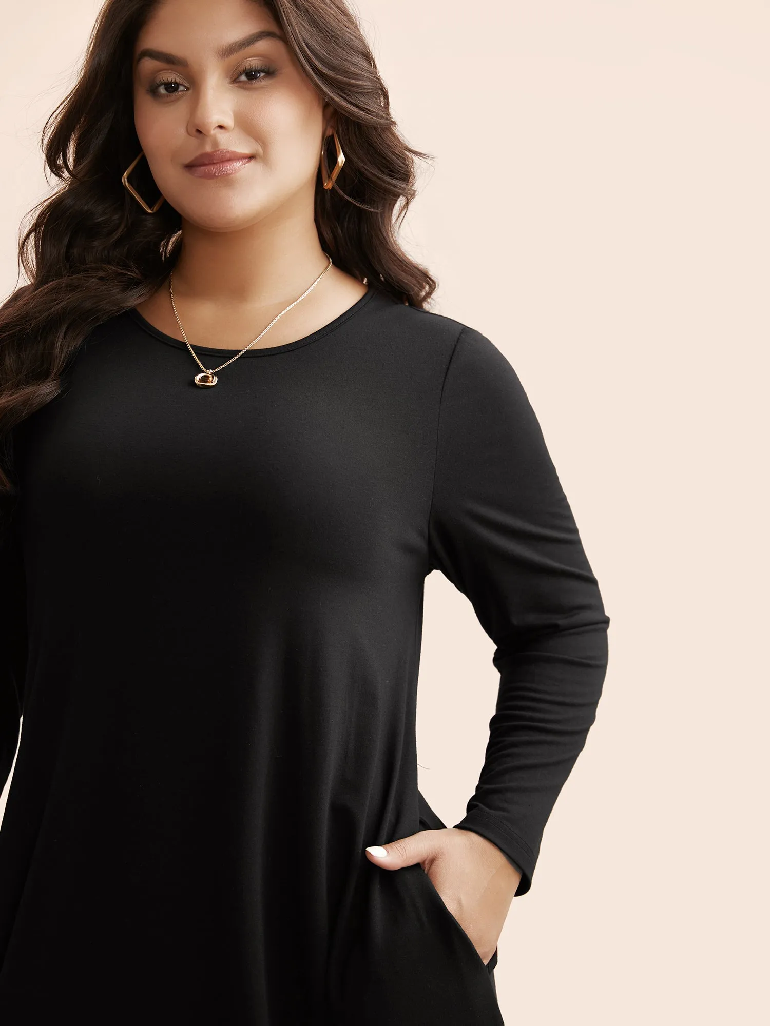 Crew Neck High Stretchy Knit Dress sold by Bloomchic product image thumbnail 2