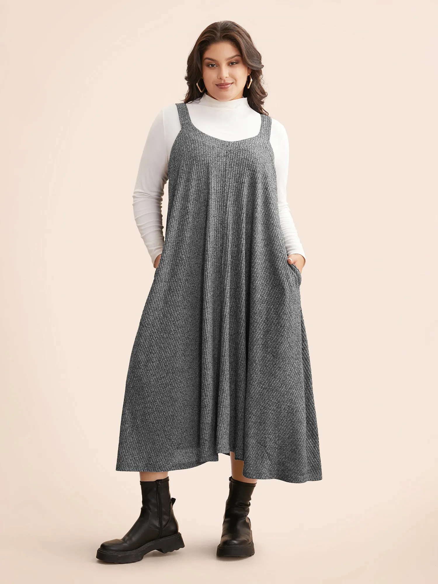 Solid Heather Textured Cami Dress sold by Bloomchic product image thumbnail 3