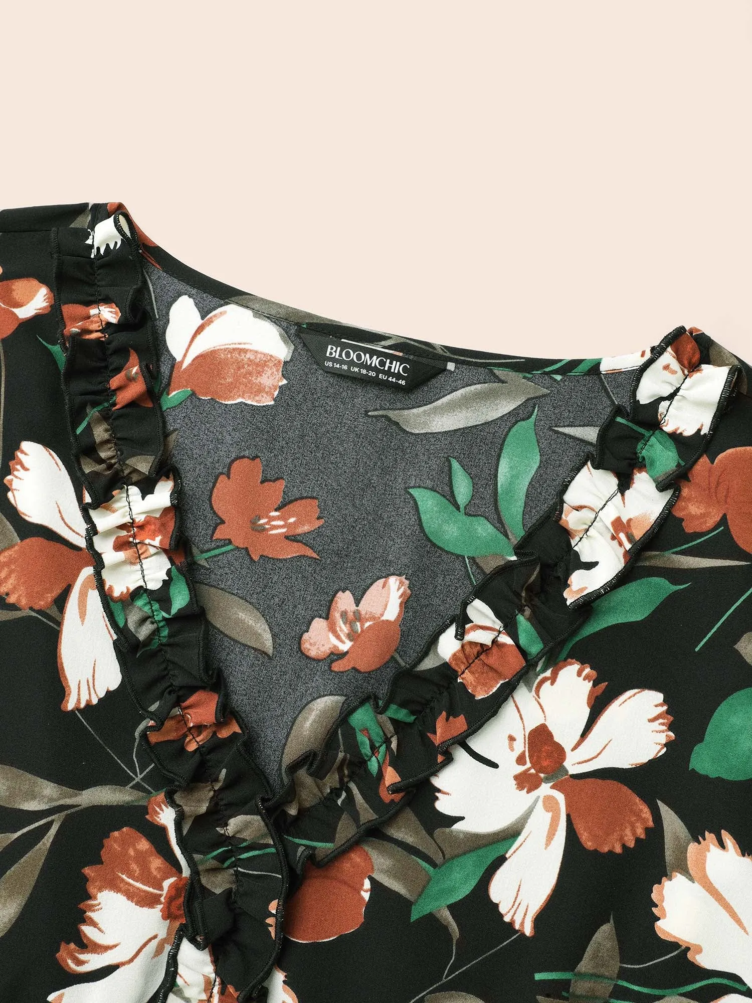 Floral Elastic Waist Frill Trim Midi Dress sold by Bloomchic product image thumbnail 5