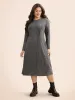Crew Neck Button Detail Slim Fit Dress sold by Bloomchic