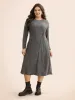 Crew Neck Button Detail Slim Fit Dress sold by Bloomchic