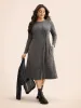 Crew Neck Button Detail Slim Fit Dress sold by Bloomchic
