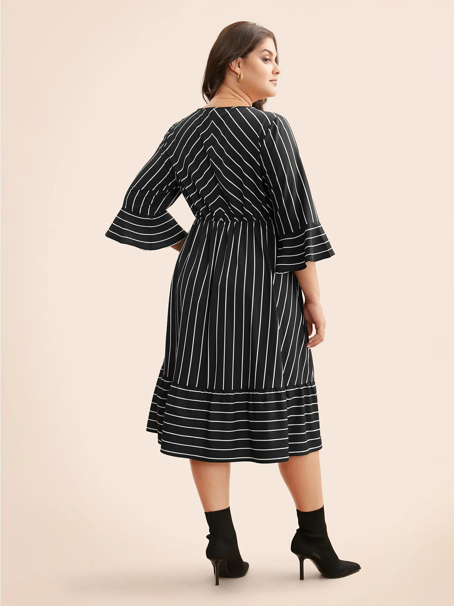 Striped Flutter Sleeve Midi Dress sold by Bloomchic product image thumbnail 4