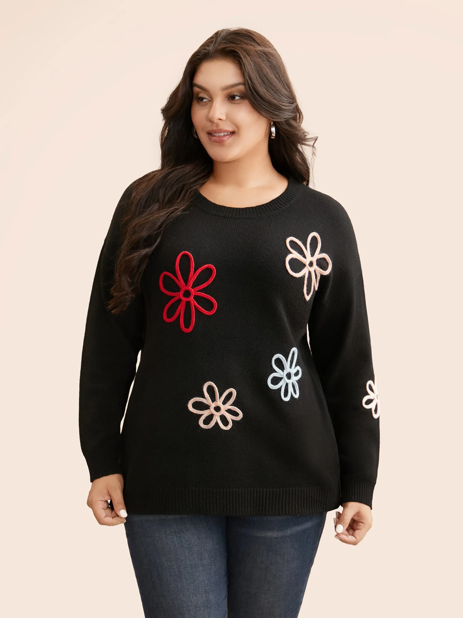 Crochet Floral Crew Neck Pullover sold by Bloomchic product image thumbnail 5