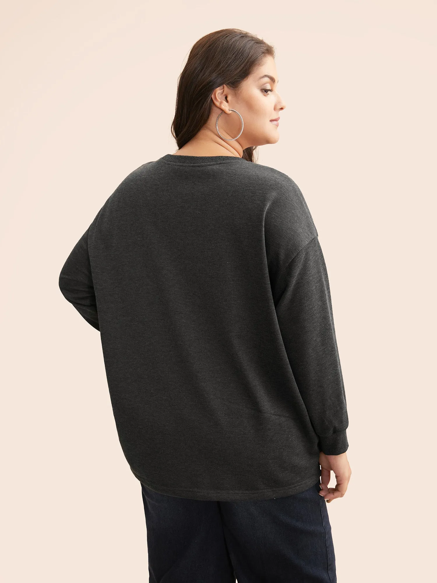 Tucked Seam Drop Shoulder Sleeve Sweatshirt sold by Bloomchic product image thumbnail 4