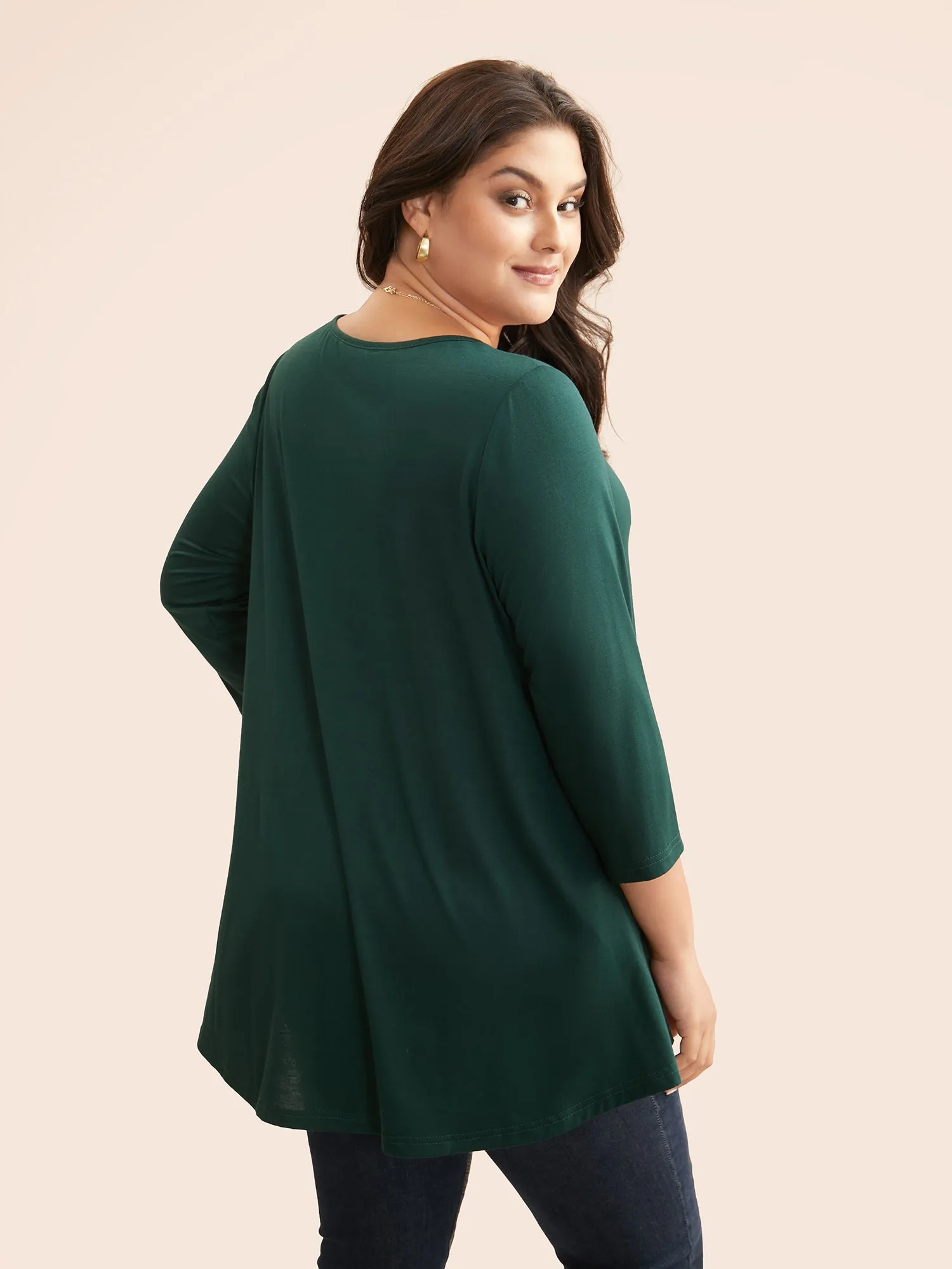 Solid Crew Neck Medium Stretch T-shirt sold by Bloomchic product image thumbnail 5