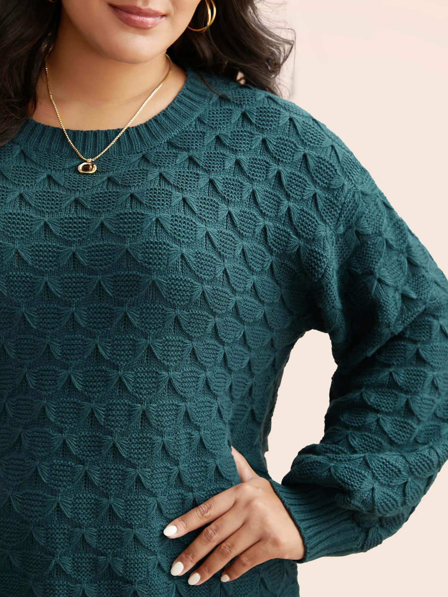 Fish Scale Texture Drop Shoulder Pullover sold by Bloomchic product image thumbnail 5