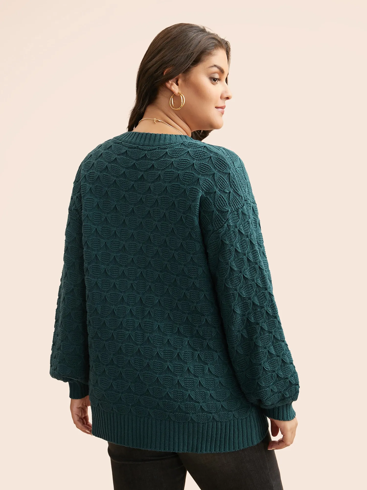 Fish Scale Texture Drop Shoulder Pullover sold by Bloomchic product image thumbnail 2