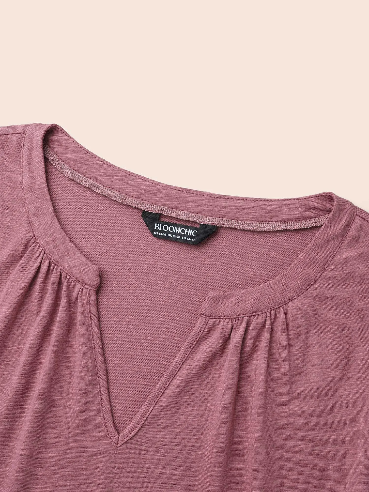 Notched Lantern Sleeve Gathered T-shirt sold by Bloomchic product image thumbnail 5