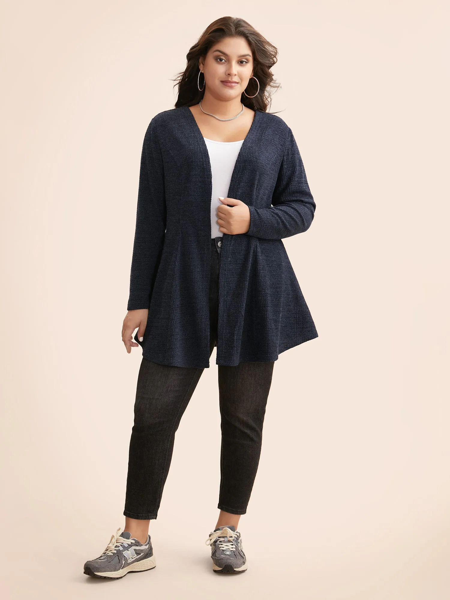 Solid Waffle Knit Pleated Jacket sold by Bloomchic product image thumbnail 2