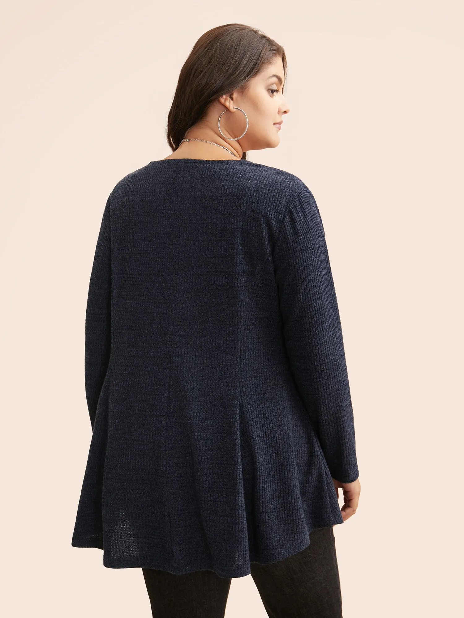 Solid Waffle Knit Pleated Jacket sold by Bloomchic product image thumbnail 5