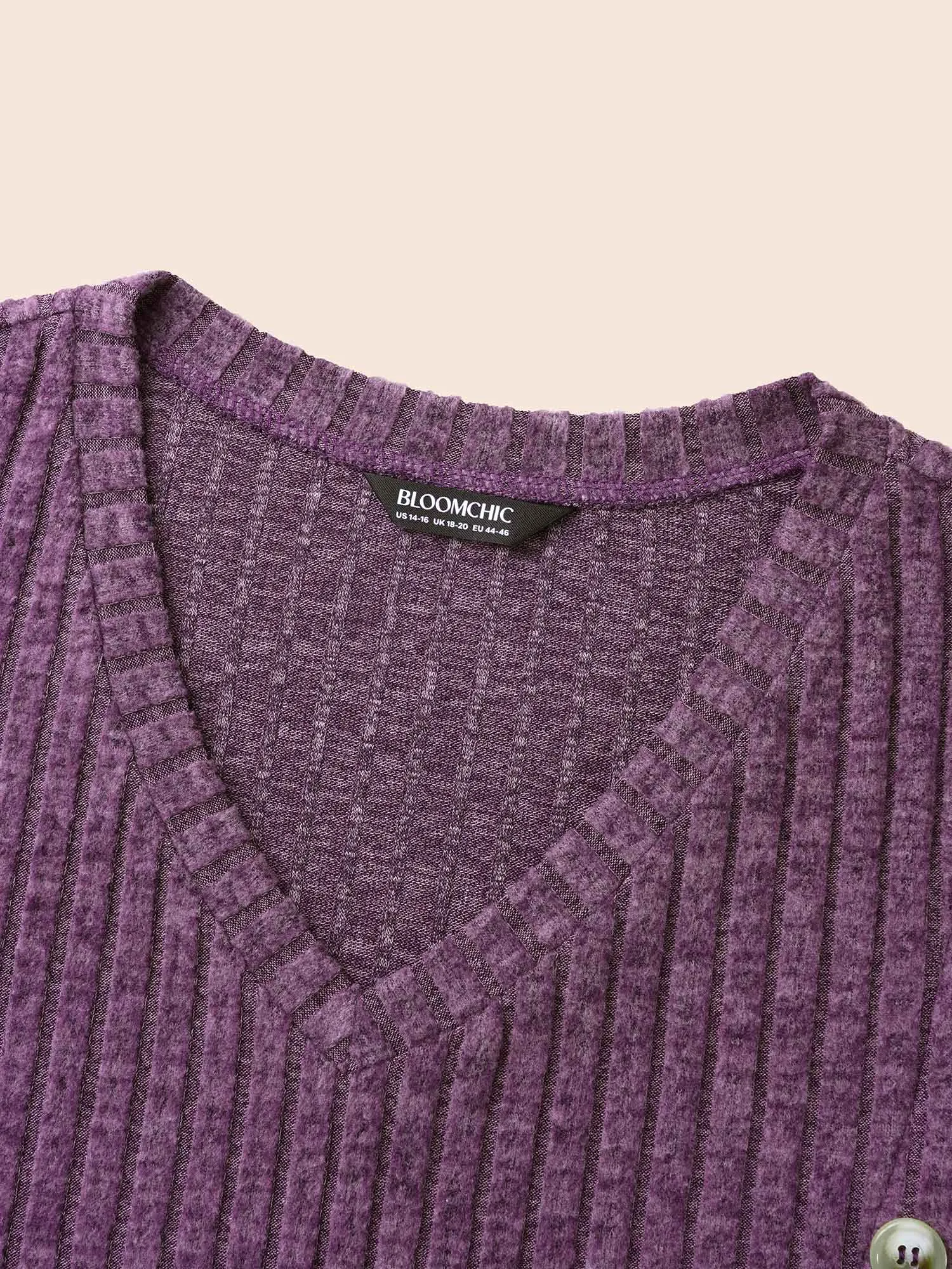 V Neck Button Detail Rib Knit T-shirt sold by Bloomchic product image thumbnail 5