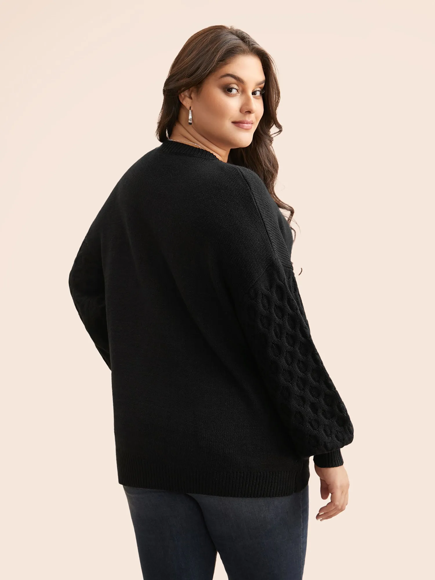 Crochet Floral Texture V Neck Pullover sold by Bloomchic product image thumbnail 2