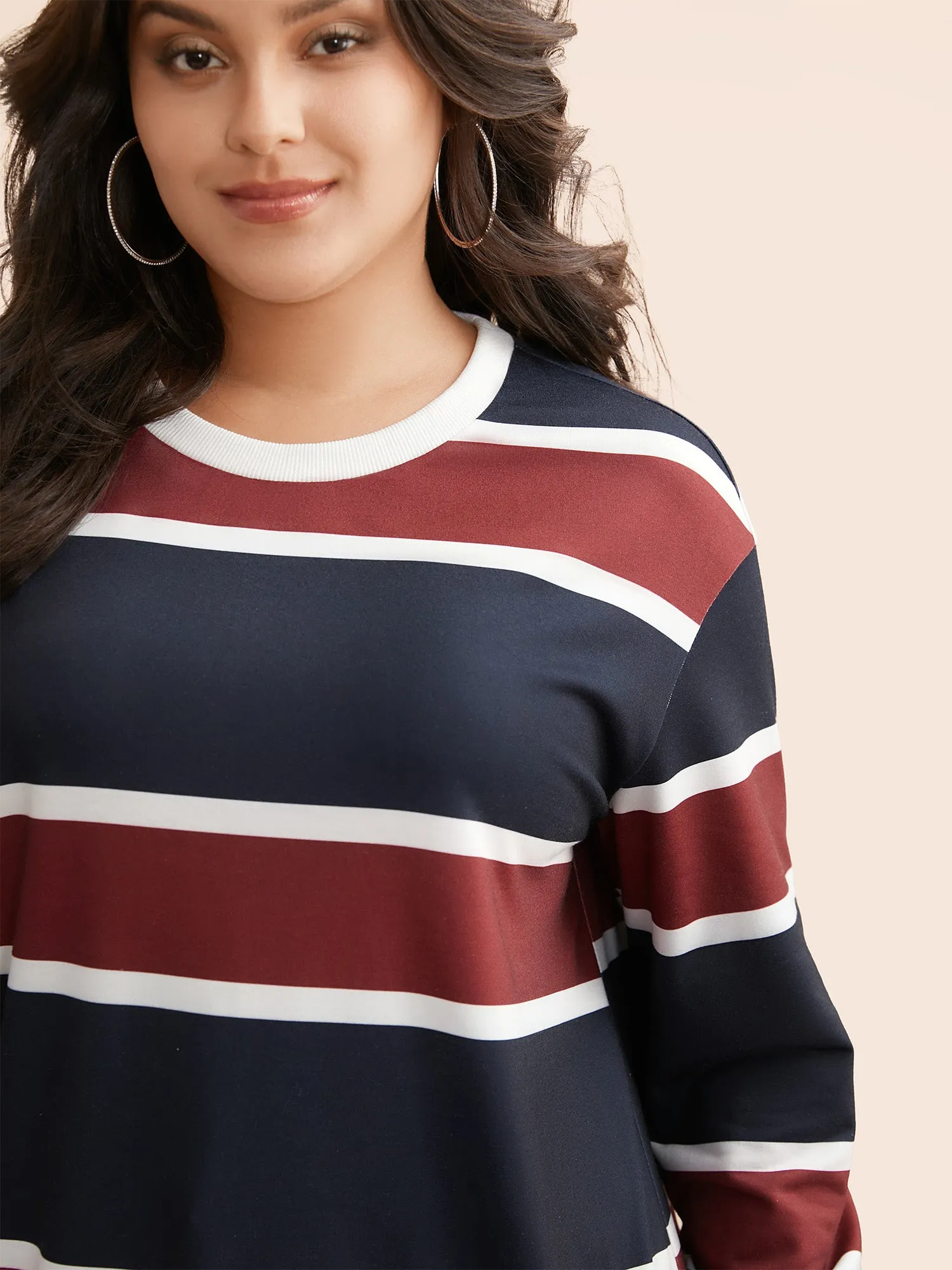 Contrast Striped Drop Shoulder Sweatshirt sold by Bloomchic product image thumbnail 2